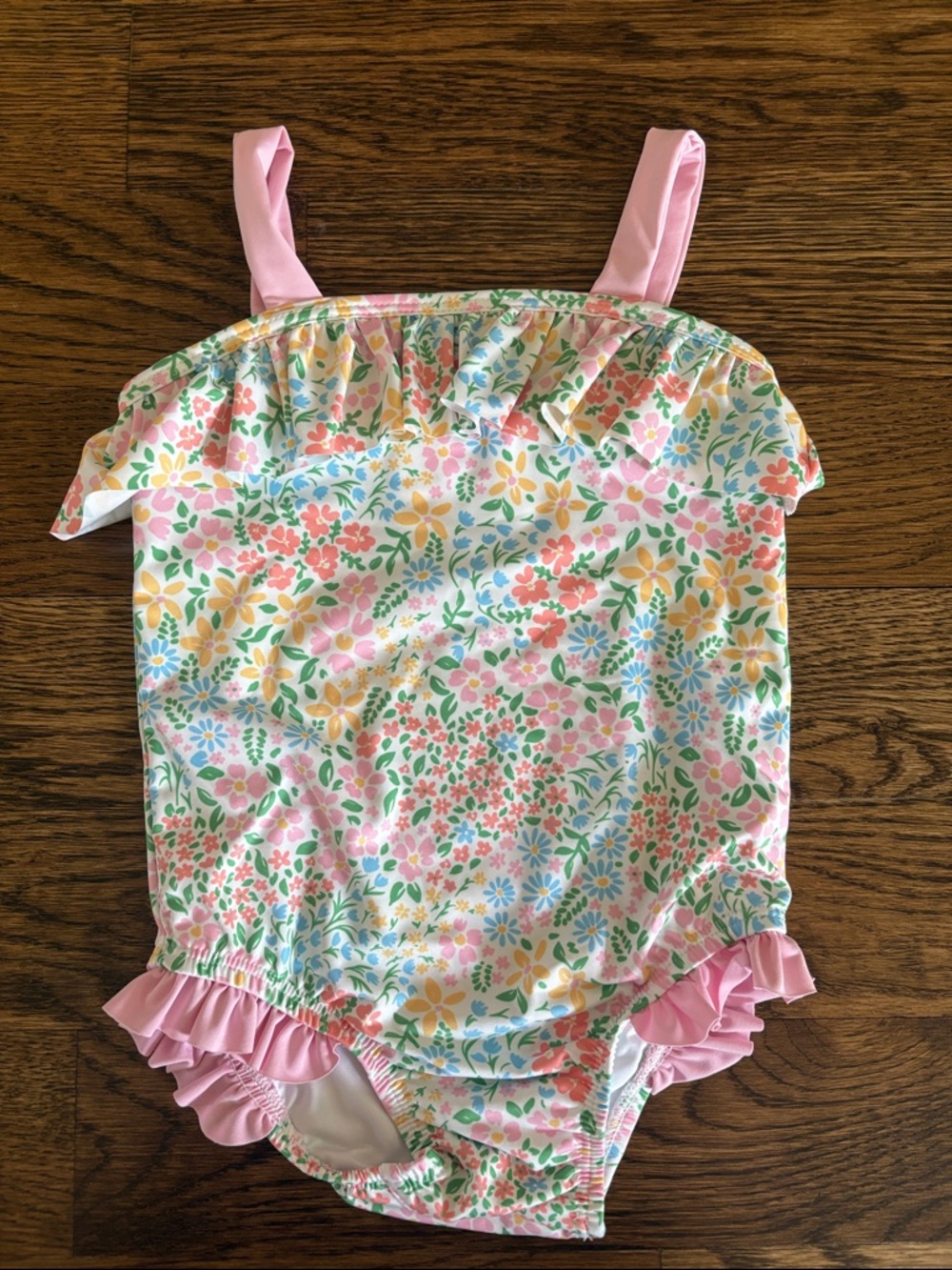 James & Lottie Girls' Pink Floral Ruffle One-Piece Swimsuit